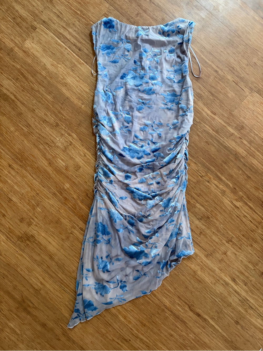 NWT Sincerely Jules blue floral burnout velvet mesh whimsigoth dress, sz L - Picture 2 of 4